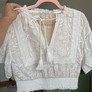 Alice and Olivia White Embroidered Top